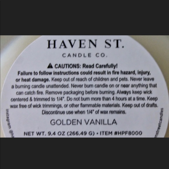 HAVEN STREET CANDLE GOLDEN VANILLA RICHLY SCENTED NEW 9 oz - Picture 3 of 3